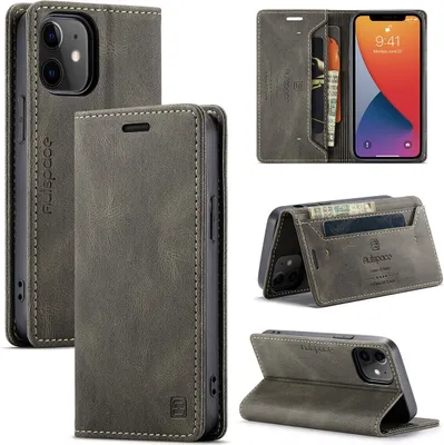 Produktbild von iPhone 12 Mini Brieftasche Hülle, Retro Kunstledertasche Stand Schutzhülle für iPhone 12 Mini Kupfer