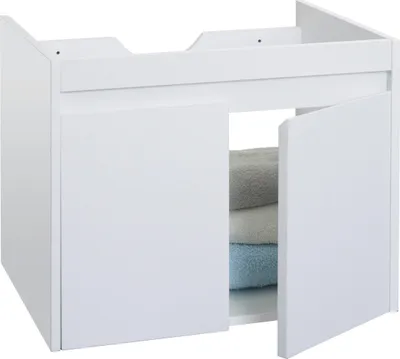 Obrázek produktu pro Toaletní stolek HWC-L86, koupelnový toaletní stolek,  melamin 2 dveře 48x59x46cm  bílá