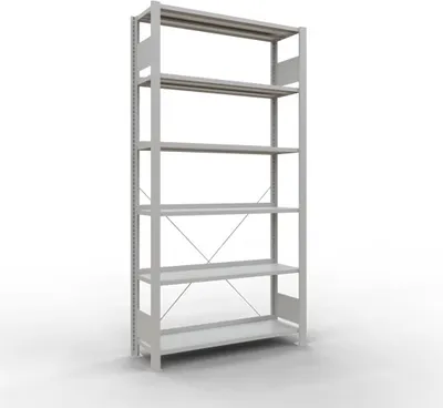 Produktbild von Schulte Büro-Fachbodenregal MULTIplus85 Stecksystem mit Anschlagleiste | Grundregal | Fachlast 85kg | HxBxT 200x100x30cm | 6 Ebenen | Einseitig nutzbar | Lichtgrau