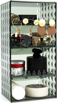 Image de Trousse à maquillage verte avec crochet et 3 compartiments