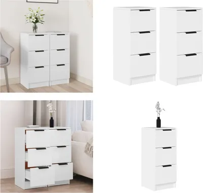 Zdjęcie produktu dla vidaXL Kredensy 2 szt. Biały 30x30x70 cm Materiał drewnopochodny - Kredens - Kredens - Kredens - Kredens