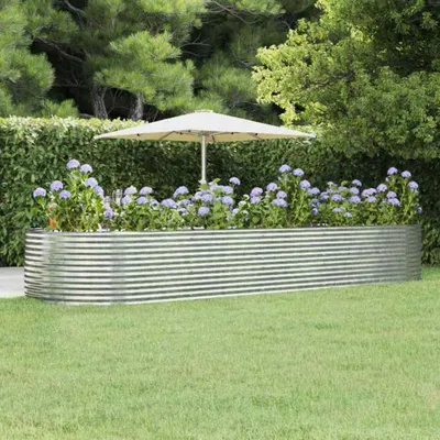 Productafbeelding van vidaXL Verhoogde plantenbak, zilverkleurig, 447x140x68 cm, verzinkt staal