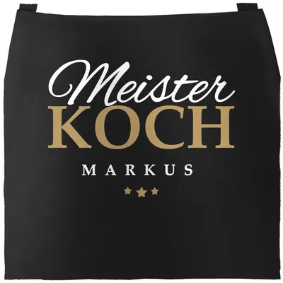 Produktbild von Küchen-Schürze mit Namen individualisierbar Meisterkoch Kochschürze Männer Frauen personalisierte Geschenke SpecialMe® Herren schwarz unisize