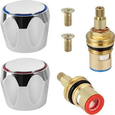 Productafbeelding van Bovendeel - 1-2 20 tanden waterkraan patroon warm koud patroon keramische messing schijf bovendeel reserveonderdelen voor badkamer en keuken