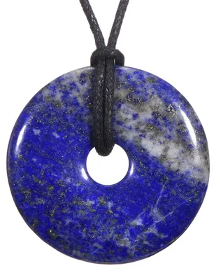 Productafbeelding van Morella damesketting, 80 cm, donut-vormige edelsteenhanger van lapis lazuli, geleverd in een fluwelen zakje