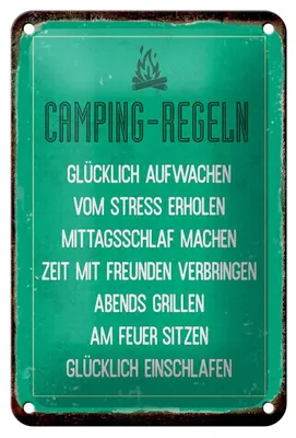 Produktbild von Blechschild Retro 12x18cm Camping Regeln Schild
