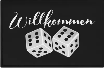 Produktbild von Trendation - Willkommen Fußmatte Grafik Schmutzfangmatte Geschenk Außen Innenbereich 60x40 cm Waschbar Türmatte Würfel