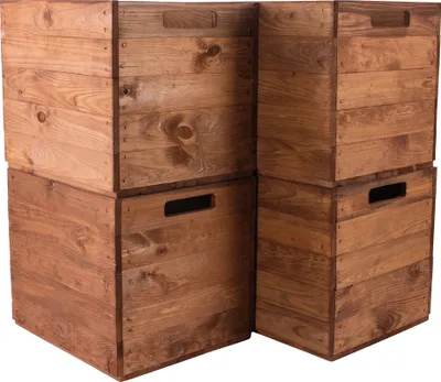 Produktbild von 2x HOLZKISTEN / NEU / Kiste im Used Look / 32x37,5x32,5 cm / Fachelement für IKEA KALLAX Regal