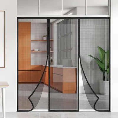 Obrázok produktu pre Sieťka proti hmyzu na dvojkrídlové dvere, 110x255 cm, čierna, s silnými magnetmi, šetrná k zvieratám