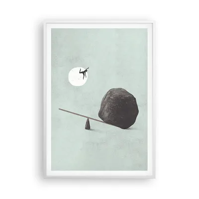 Produktbild von Gerahmtes Poster - Weißer Rahmen - Stein Hebel Physik - 70x100 cm - Wand Bild - Wanddeko - Wandbilder - Kunstposter - Wandposter - Bilderrahmen - Bilder - Kunstdruck - P2WPA70x100-4755