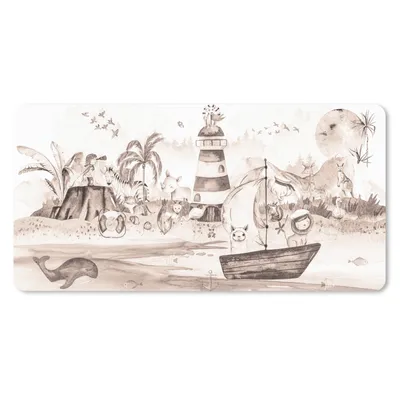 Produktbild von MuchoWow® Mauspad Mousepad Strand - Kinder - Leuchtturm - Alpaka - Meer - Tiere 60x30 cm - Mousepads - Maus Mat - Pad - Mausunterlage - Nachhaltig