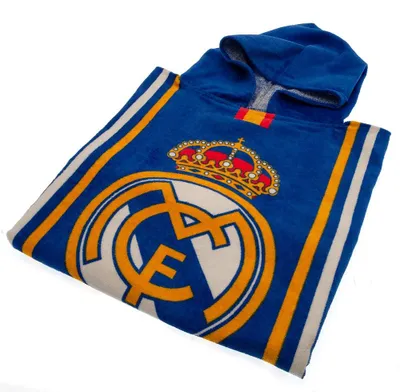 Obrázek produktu pro Real Madrid CF - dětský ručník s kapucí TA9504 (jedna velikost) (bílá/modrá/zlatá)
