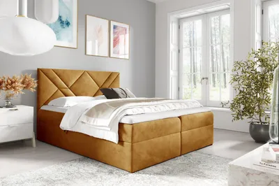 Produktbild von Boxspringbett ASKOT – 160x200, Gelb + GRATIS Topper