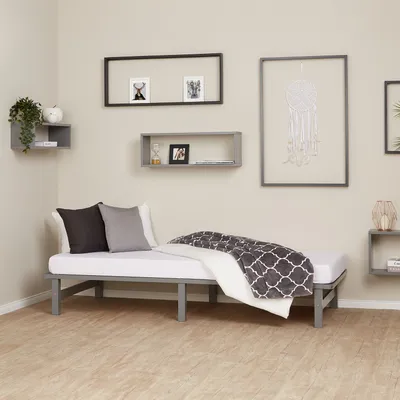 Obrázek produktu pro Palettenbett 90x200 cm Massivholzbett Grau Palettenmöbel Bett Holzbett Futonbett