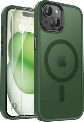 Zdjęcie produktu dla etui iPhone 15 MagSafe z folią ochronną i odporną na wstrząsy, zarysowania, matową obudową