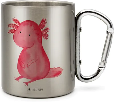 Produktbild von Mr. & Mrs. Panda Thermobecher Axolotl Niedlich - Transparent - Geschenk, Reisebecher, Teebecher, Lebensweisheit, Liebe, Edelstahl Trinkbecher, Axolot, thermotasse