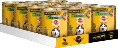 Produktbild von PEDIGREE® Dose Protein+ in Pastete mit Ente und Rind 12 x 800g