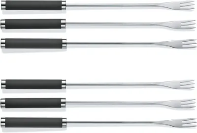 Productafbeelding van Kaasfondue Vorken - Set van 6 - Gezellig Tafelen - Genummerde Handgrepen - 24.5 cm Lengte - Grijs