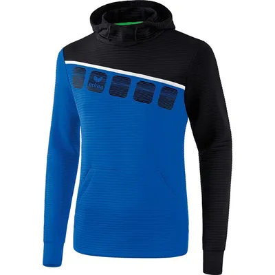 Produktbild von Erima 5-C Kapuzensweat Kinder - New Royal / Schwarz / Weiß
