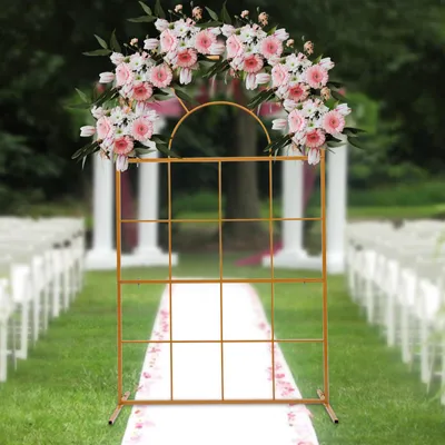 Obrázok produktu pre Nastaviteľná svadobná oblúka z pozinkovaného kovu – Dekoratívna pergola na oslavy – Zlatá farba