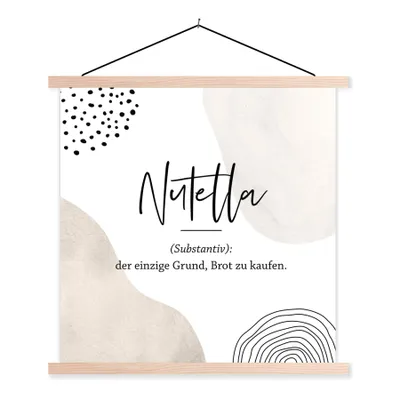 Produktbild von MuchoWow® Textilposter Sprichwörter - Nutella - Wörterbuch - Zitate - Nutella Definition 40x40 cm mit holzfarbenen Rahmen - Posterleiste