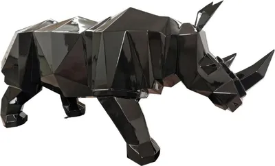 Lebensgroße XXL Luxus Designer Garten Terrassen Deko Skulptur Figur Nashorn Schwarz Life Size XXL Luxury Designer Garden Terrace Decorative Sculpture Figure Rhinozeros Black