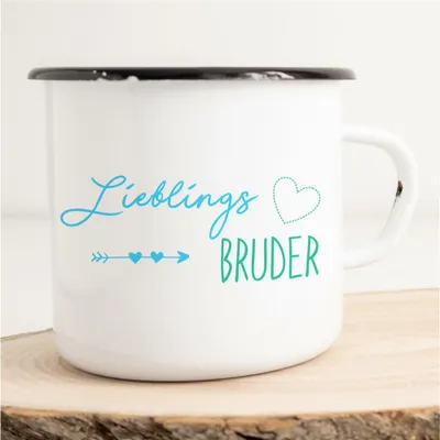 Produktbild von Huuraa Emaille Tasse Lieblings Bruder Geschenk Kaffeebecher Vintage 300ml Lieblings Bruder Präsent