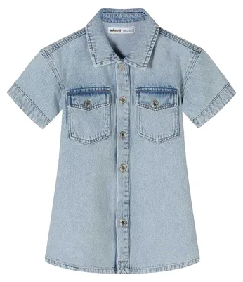 Produktbild von Minoti - Kleid für Mädchen, Mit Kragen, Denim, kurzärmlig MN189 (146-152) (Hellblau)