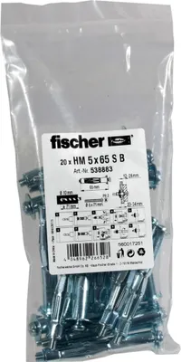 Produktbild von fischer Hohlraum-Metalldübel HM 5x65 S B, Dübel, (20 Stück, mit