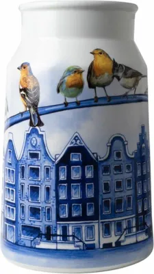 Obrázok produktu pre Mliekár – Váza – Heinen Delfts Blauw – Domy pri kanáloch – Keramika – Výška 30 cm