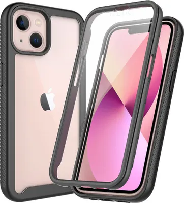 Image de Etui pour iPhone 13 bumper avec protecteur d'écran intégré Etui de protection 360° pour le corps entier noir