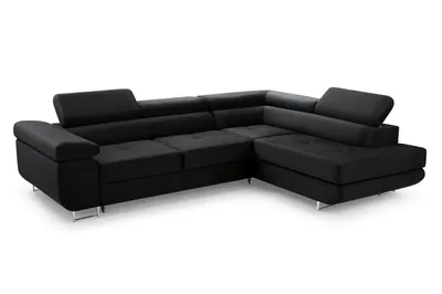 Image de AX LIVING Canapé avec appuie-tête Arborio L Canapé d'angle Noir 272 cm D