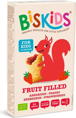 CIASTECZKA Z NADZIENIEM TRUSKAWKOWYM OD 3 ROKU BIO 120 g - BISKIDS