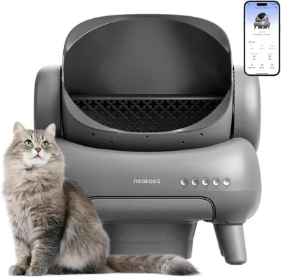 Image de Bac à litière M1 à dessus ouvert - Bac à litière intelligent et autonettoyant XXL - Pour plusieurs chats de 1,5 à 15 kg - Grande capacité - Gris