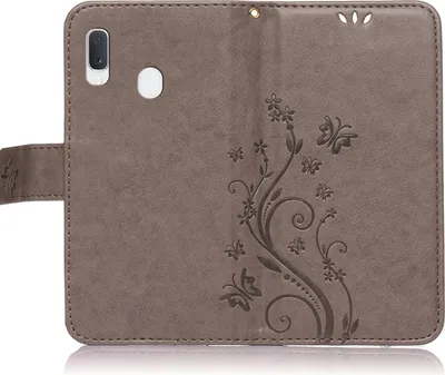 Produktbild von Handy Tasche für Samsung Galaxy A20e Schutz Hülle Handyhülle mit Blumenmuster Klapp Hülle mit Standfunktion und Kartenfächer Grau