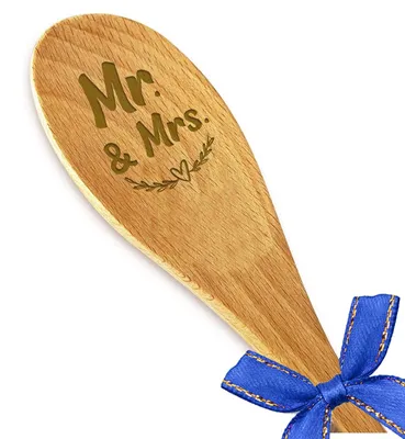Productafbeelding van Houten Kooklepel met Gravure Mr & Mrs - 30 cm