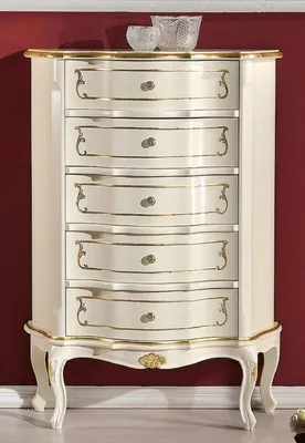 Produktbild von Casa Padrino Luxus Barock Kommode Creme / Gold - Handgefertigte Barockstil Massivholz Kommode mit 5 Schubladen - Handgefertigte italienische Barock Möbel - Luxus Qualität -  Italy