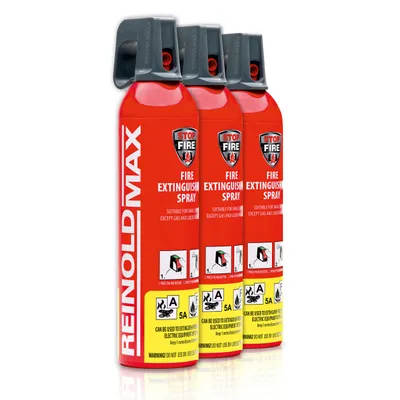 Produktbild von XENOTEC Premium Feuerlöschspray – 3er Set - 750ml – Stopfire – Autofeuerlöscher – REINOLDMAX – wiederverwendbar – geeignet für Fettbrände – 3 x 750g