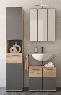 Produktbild von Badezimmer Set Mason | Nox Oak / Basalt grau | 3-teilig
