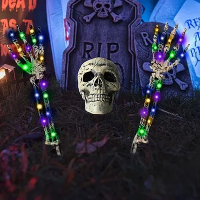 Zdjęcie produktu dla Czaszka Halloween LED Świecąca Dekoracja Szkielet do Ogrodu Imprezy