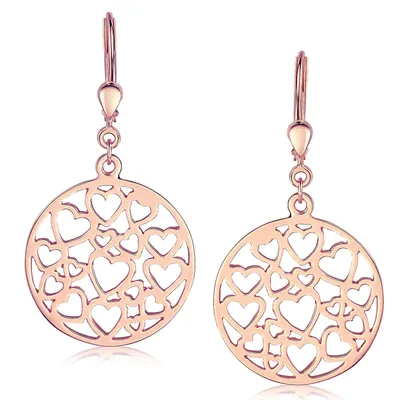 Produktbild von MATERIA by Matthias Wagner Damen Ohrringe mit Herzen Silber 925 hängend Rosegold Ohrhänger mit Brisuren SO-245