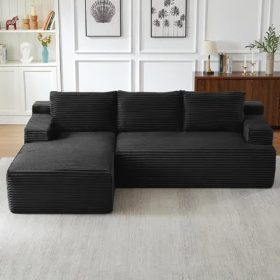 Productafbeelding van Bank zonder frame, L-vormige hoekbank met diep zitcomfort – geen montage nodig, modulaire slaapbank, geschikt voor woonkamer, slaapkamer of appartement.