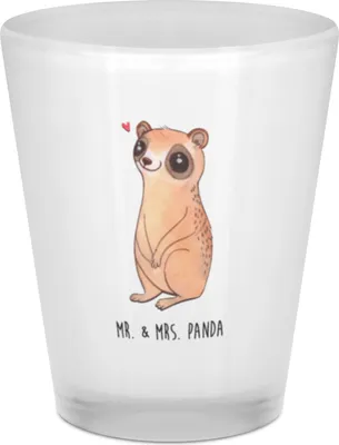 Produktbild von Mr. & Mrs. Panda Gläschen Plumplori Glücklich - Transparent - Geschenk, Stamperl, Schnapsglas, Niedlich, Schnapsbecher, Glück, Pinnchen, Shot Glas, Stamper, Tiermotive