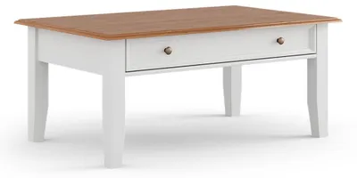 Produktbild von Couchtisch Belluno Elegante Wohnzimmertisch 122x70x48cm Massivholz gebeizt Farbe wählbarKiefer weiß lackiert / Kiefer gebeizt, Eichefarben