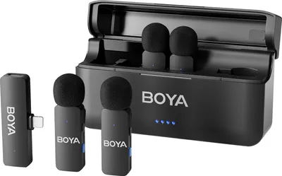 Obrázek produktu pro BOYA BY-V4D 4kanálový 2.4G bezdrátový mikrofonní systém Klopový telefonní mikrofon Všesměrový mini klopový mikrofon Automatické párování Inteligentní potlačení šumu 200M dosah přenosu Náhrada pro iPhone 14/13/12/11