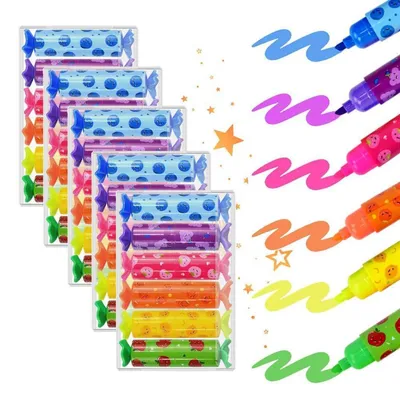 Immagine prodotto di Set di pennarelli fluorescenti mini, forma a caramella, 30 pezzi, 6 colori, ideali per studenti, articoli da regalare, articoli di cancelleria