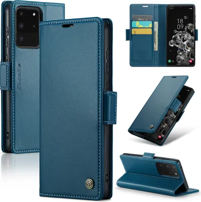 Produktbild von Galaxy S20 Ultra Hülle, Leder Brieftasche Kartenfach Schutzhülle mit Standfunktion für Samsung Galaxy S20 Ultra Blau