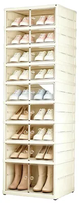 Obrázek produktu pro Organizér na boty, stohovatelný design, skládací konstrukce, béžová barva, 9 úrovní