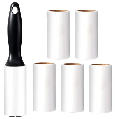Fusselroller für Tierhaare, 1 Griff + 6 Rollen, 360 Blatt, schwarz