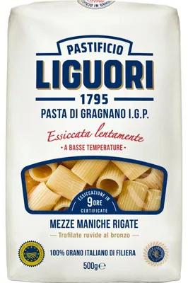 Produktbild von Liguori Mezze Maniche Rigate No.38, 500g – Hochwertige italienische Pasta